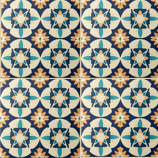 Marokkaanse blauw-gele print Pattern Tegel Tegeltje