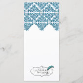 Marokkaanse Blauwe Damast Bruiloft Menu (Achterkant)