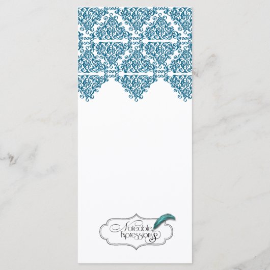 Marokkaanse Blauwe Damast Bruiloft Menu (Achterkant)