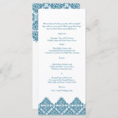 Marokkaanse Blauwe Damast Bruiloft Menu (Voorkant / Achterkant)