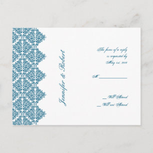 Marokkaanse Blauwe Damast RSVP-Briefkaart Uitnodiging Briefkaart