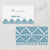 Marokkaanse Blauwe Damast Trouwplaats Kaarten Plaatskaartje (Voorkant / Achterkant)