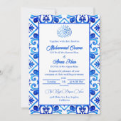 Marokkaanse Blauwe en Witte Islamitische Huwelijk Kaart (Voorkant)