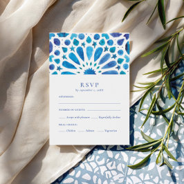 Marokkaanse blauwe Tegel maaltijdkeuze RSVP Kaartje