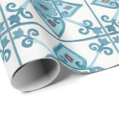 Marokkaanse blauwe Tegel Motif Cadeaupapier (Rol Hoek)