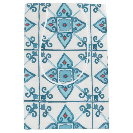 Marokkaanse blauwe Tegel Motif Medium Cadeauzakje (Voorkant)