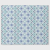 Marokkaanse blauwe tegel waterverf cadeaupapier (Vlak)