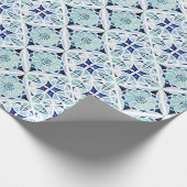 Marokkaanse blauwe tegel waterverf cadeaupapier (Hoek)