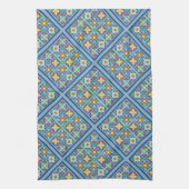 Marokkaanse blauwe tegels in  diamantpatroon theedoek (Verticaal)