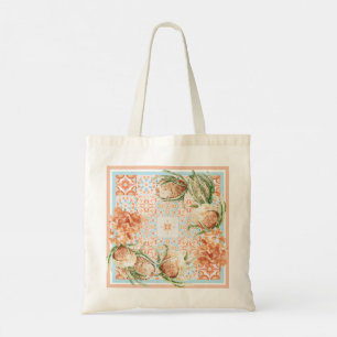 Marokkaanse bloementegel-tas Koraal & Salieprint Tote Bag