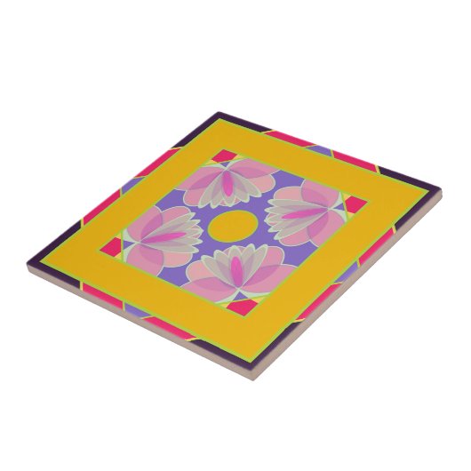 marokkaanse bloemige keramische tegel tegeltje (Zijkant)