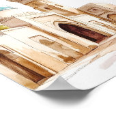 Marokkaanse Blue Dome en Minaret Waterverf Wall Ar Poster (Hoek)