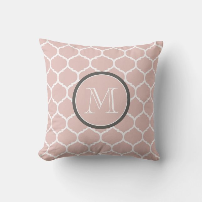 Marokkaanse Blush Monogram Pillow Kussen (Voorkant)