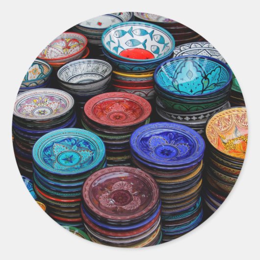 Marokkaanse Borden op de markt Ronde Sticker (Voorkant)