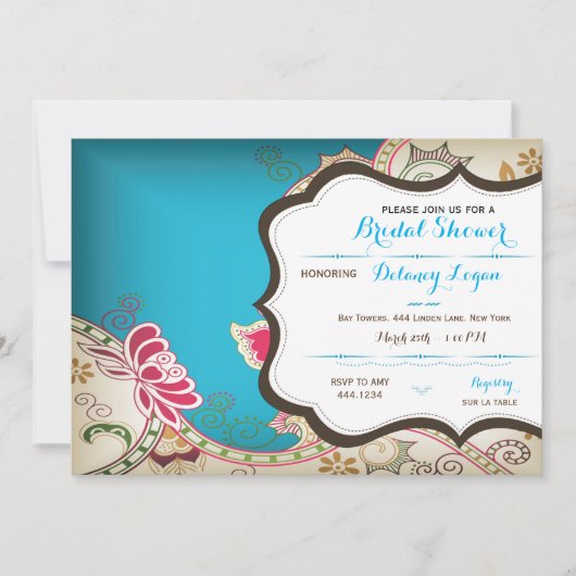 Marokkaanse bridal Shower-uitnodiging Kaart (Voorkant)