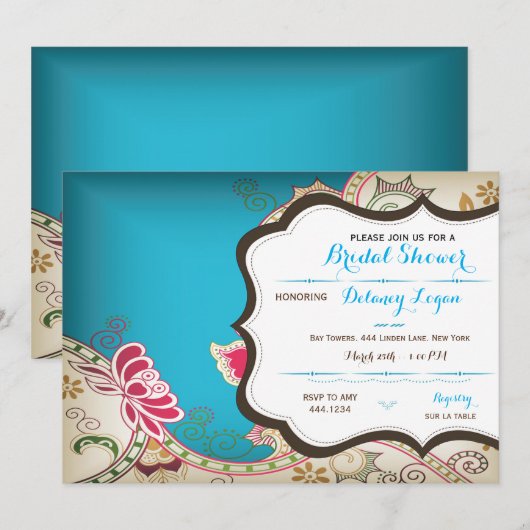 Marokkaanse bridal Shower-uitnodiging Kaart (Voorkant / Achterkant)