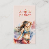 MAROKKAANSE BUIKDANSER WATERVERF ROZE VISITEKAARTJE (Voorkant)