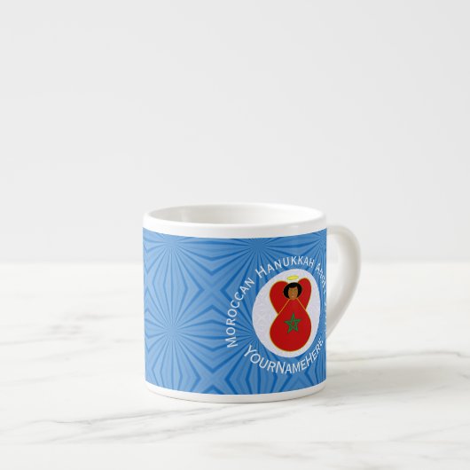 Marokkaanse Chanoeka engel vlag gepersonaliseerd Espresso Kop (Voorkant rechts)