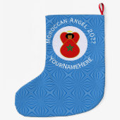Marokkaanse Chanoeka engel vlag gepersonaliseerd Grote Kerstsok (Achterkant)