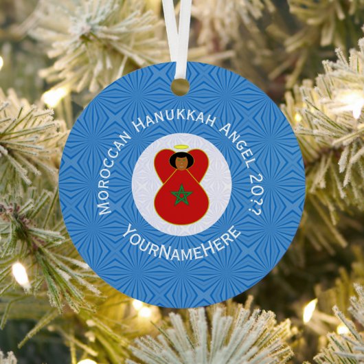 Marokkaanse Chanoeka engel vlag gepersonaliseerd Metalen Ornament (Insitu)