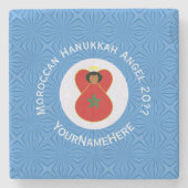 Marokkaanse Chanoeka engel vlag gepersonaliseerd Stenen Onderzetter (Voorkant)