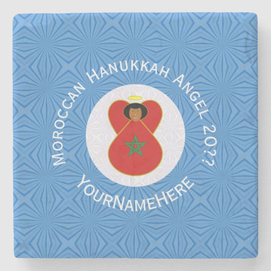 Marokkaanse Chanoeka engel vlag gepersonaliseerd Stenen Onderzetter (Voorkant)