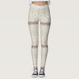 Marokkaanse Crème Taupe Chocolade Geometrische Teg Leggings