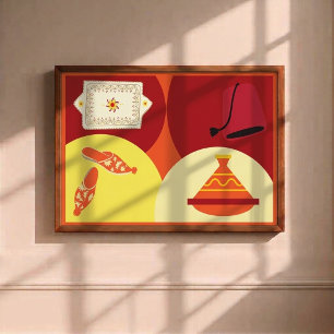 Marokkaanse culturele elementen wandkunst canvas afdruk