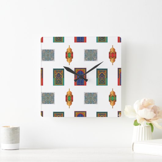 Marokkaanse deurmozaïek vierkante klok (Huis)