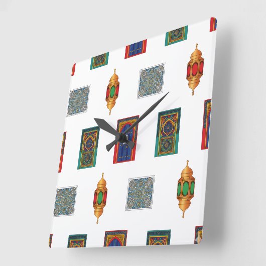 Marokkaanse deurmozaïek vierkante klok (Hoek)