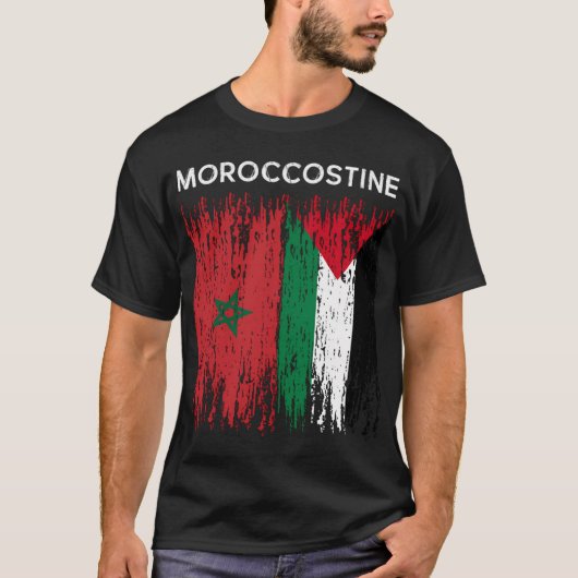 Marokkaanse en Palestijnse vlag en Marokko T-shirt (Voorkant)
