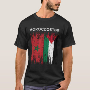 Marokkaanse en Palestijnse vlag Marokko en Palesti T-shirt