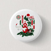 Marokkaanse Erfgoed Sleutelhanger | Marokkaanse Ku Ronde Button 3,2 Cm (Voorkant)
