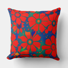 Marokkaanse exotische rode oranje blauwe blauwgroe kussen