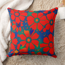 Marokkaanse exotische rode oranje blauwe turquoise kussen