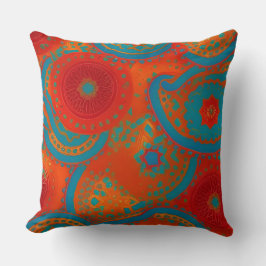 Marokkaanse exotische rode oranje groene cirkel 2 kussen
