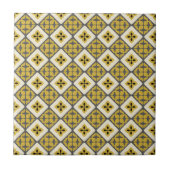 Marokkaanse Floral Tile Pattern Yellow Grey Black Tegeltje (Voorkant)