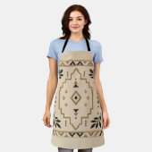 Marokkaanse Geometrische Boho Beige Schort (Gedragen)