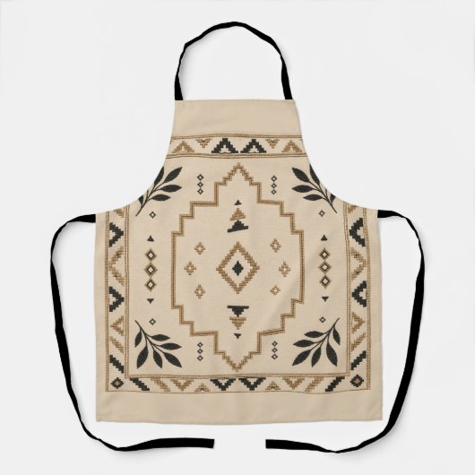 Marokkaanse Geometrische Boho Beige Schort (Voorkant)