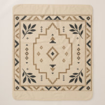 Marokkaanse geometrische boho beige sherpa deken