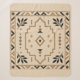 Marokkaanse geometrische boho beige sherpa deken