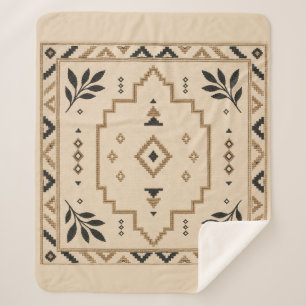 Marokkaanse geometrische boho beige sherpa deken