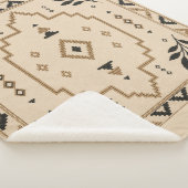 Marokkaanse geometrische boho beige sherpa deken (3/4)