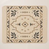 Marokkaanse geometrische boho beige sherpa deken (Voorkant (horizontaal))