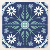 Marokkaanse geometrische tegel van florale boho vo kartonnen onderzetters (Voorkant)