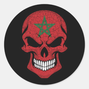 Marokkaanse glimlende schedelvlag ronde sticker