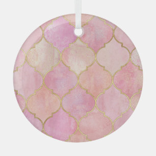 Marokkaanse gouden lijn: roze Waterverf Glas Ornament