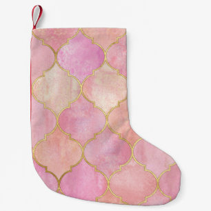 Marokkaanse gouden lijn: roze Waterverf Kleine Kerstsok