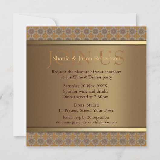 Marokkaanse gouduitnodiging voor Star Dinner Party Kaart (Achterkant)