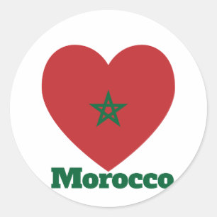 Marokkaanse hartvlag ronde sticker